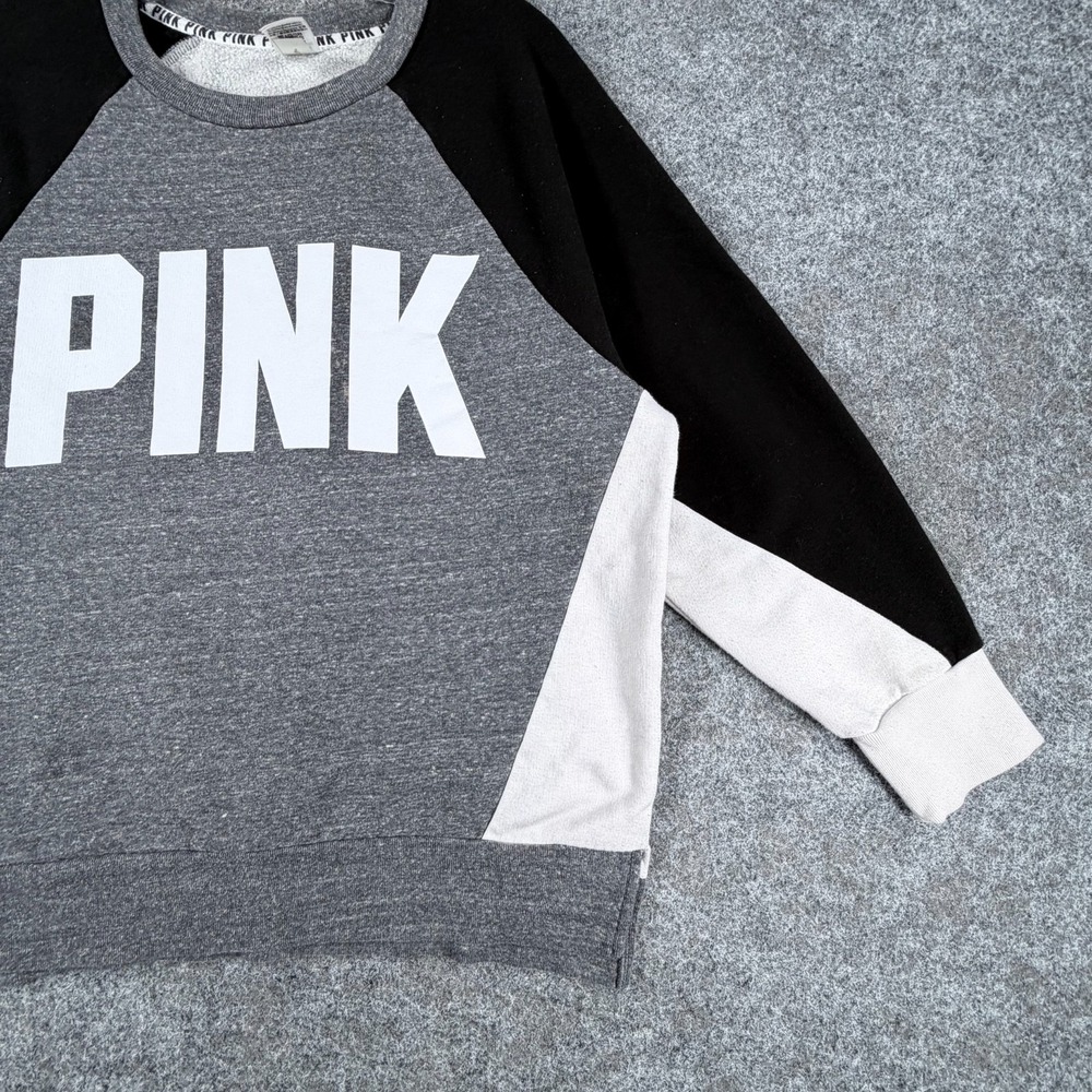 Victorias Secret By Pink Sweatshirt Womens M Multicolor Colorblock Fleece Lined - Picture 5 of 16